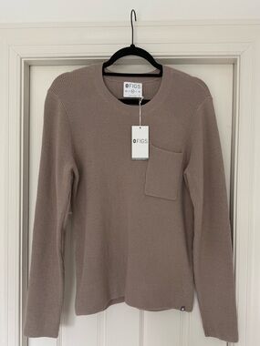 FIGS Scrubs Women's Loungewear Ribbed Knit Pocket Sweater NWT